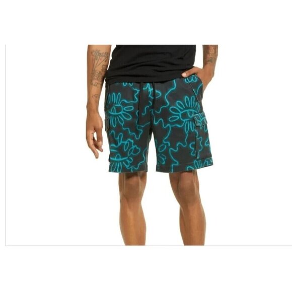 NORDSTROM by Cristina Martinez Drawstring shorts men's sz Xlarge Teal Print - Picture 1 of 6